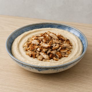 Hummus topped with Shawarma